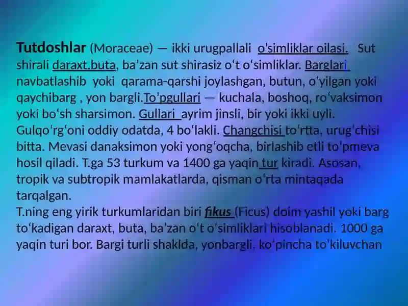 Tutdoshlar oilasi 3