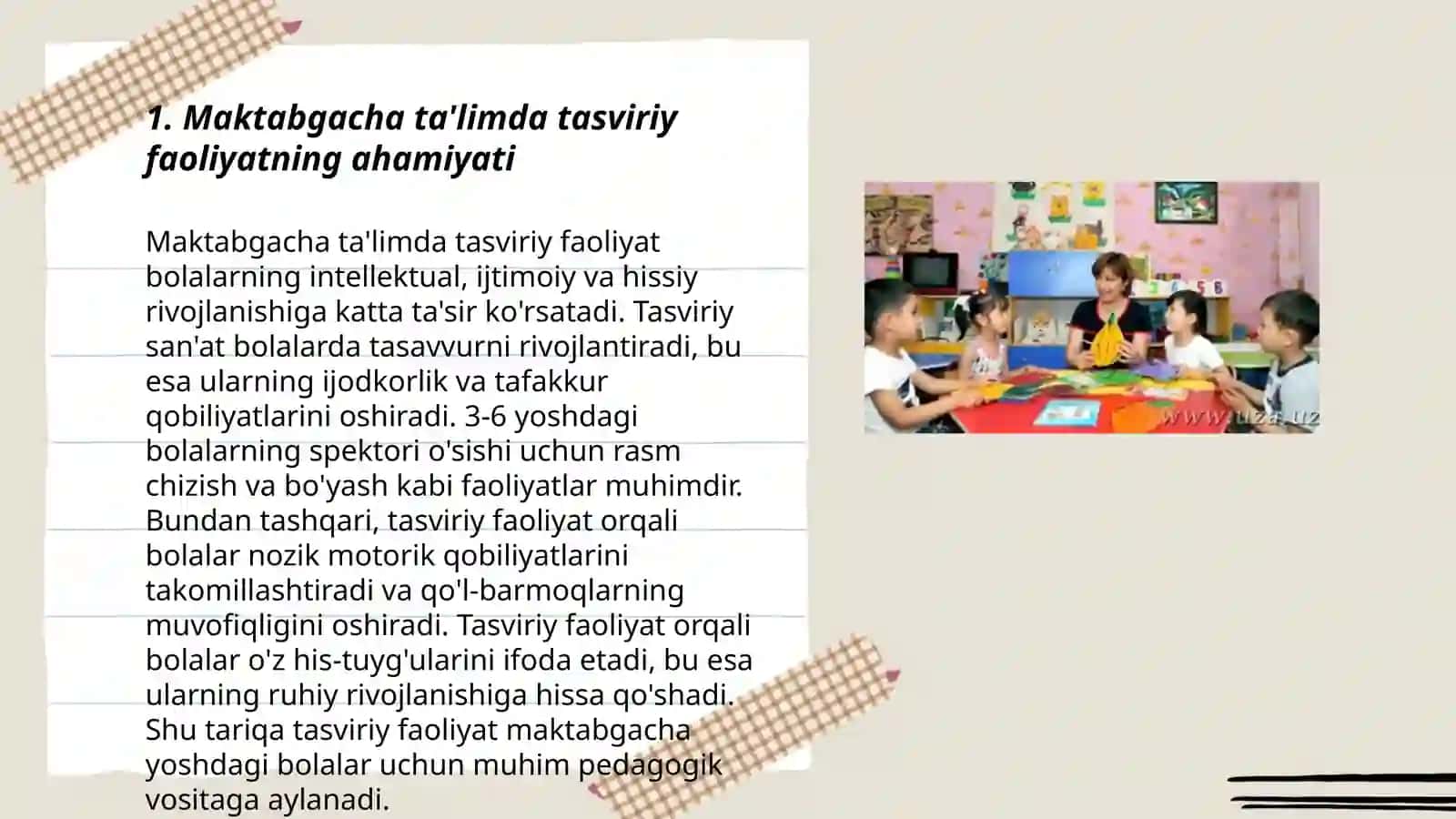 Tasviriy faoliyatga oʻrgatish fanidan taqdimoti 3