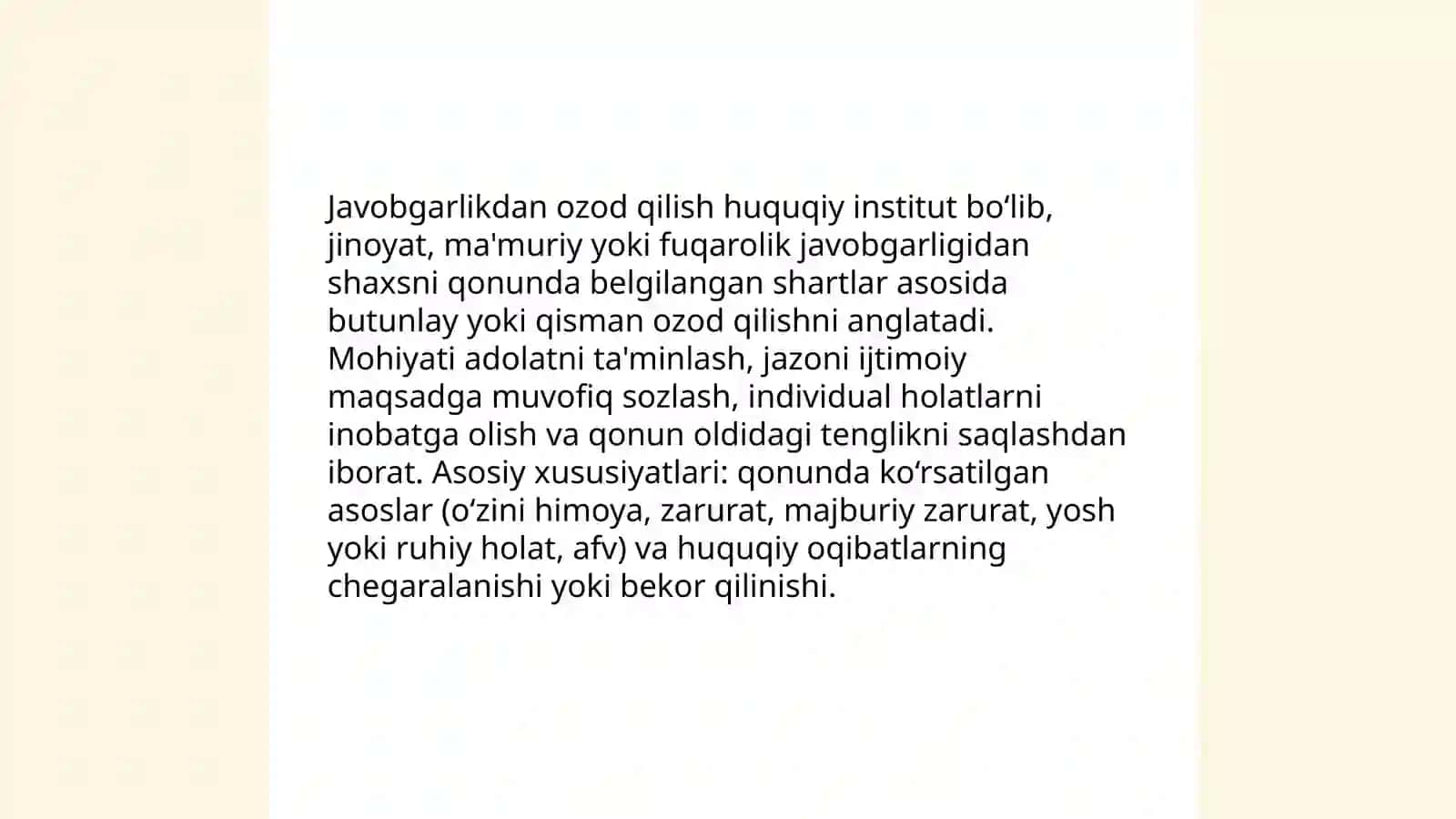 Javobgarlikdan ozod qilish tushunchasi va turlari 3