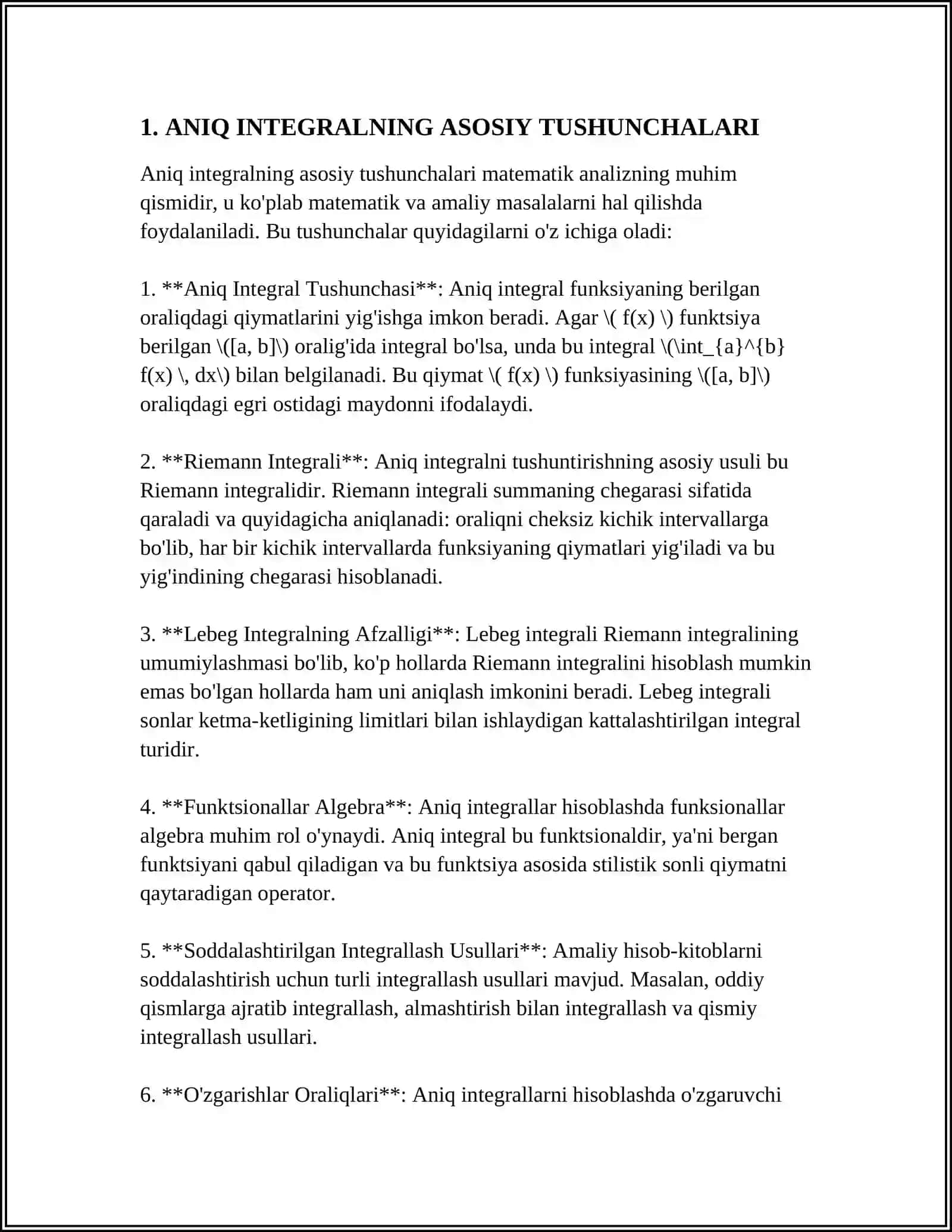 ANIQ INTEGRALNING GEOMETRIK KATTALIKLARNI HISOBLASHGA TATBIQI 3