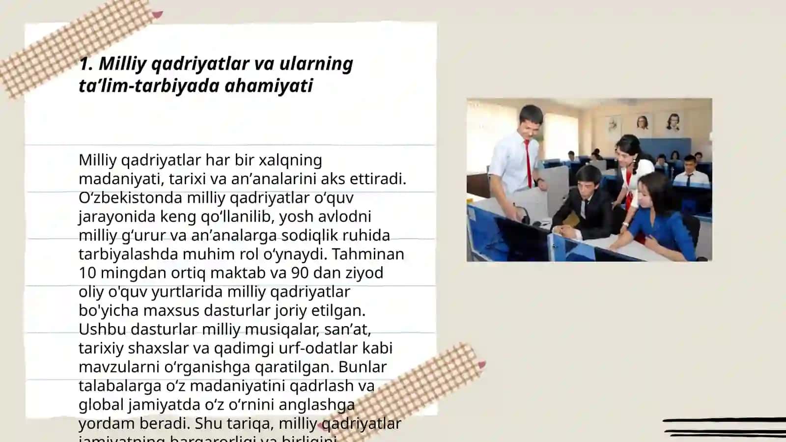 Ta'lim tarbiya jarayonida milliy qadiryatlarni oʻrni 3
