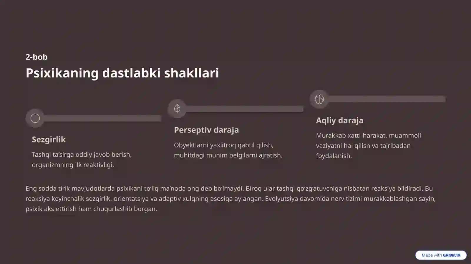 Psixikaning filogеnеtik taraqqiyoti mavzusida tayyor taqdimot 3