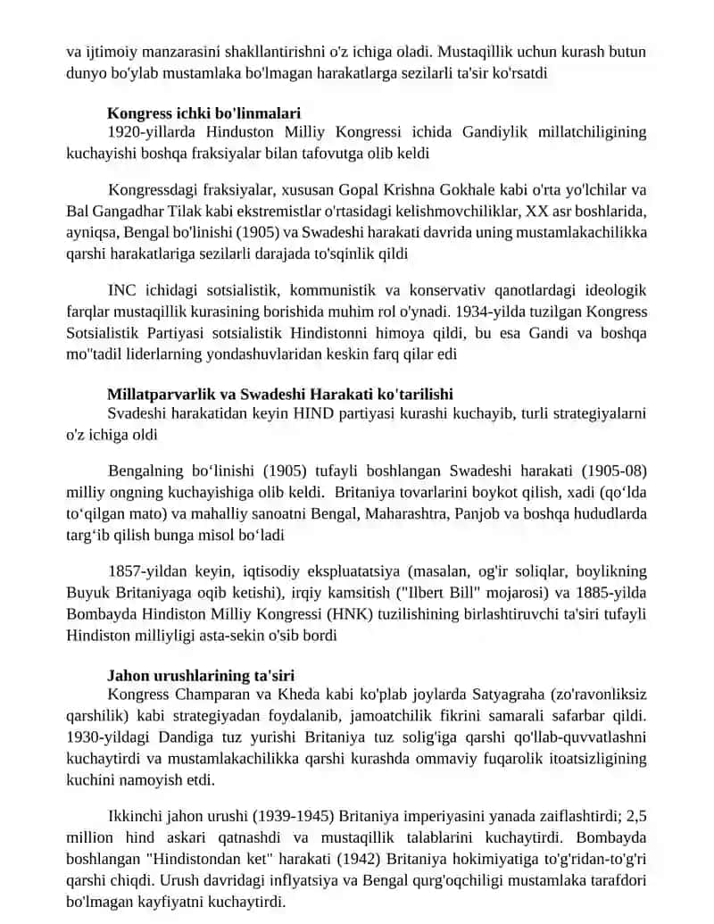 Hind milliy kongressining mustamlakachilikka qarshi kurashi 3