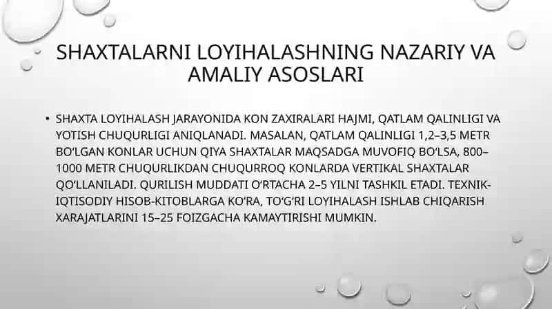 Shaxtalar va shtolnyaami loyihalash turlari va joylashtirish tamoyillari 3