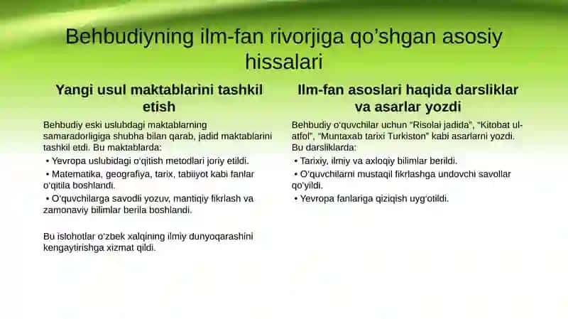 Mahmudxo’ja Behbudiyning Ilm fan rivojlanishiga qo’shgan hissasi 3