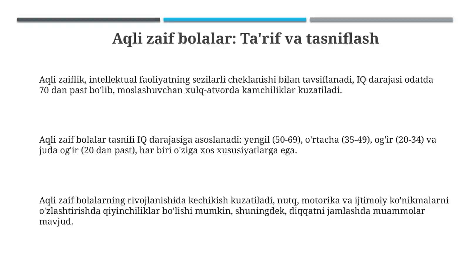 Aqli zaif bolalar va ularning tavsifi 3