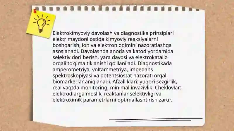 Elektrokimyoviy davolash va diagnostika usullari 3