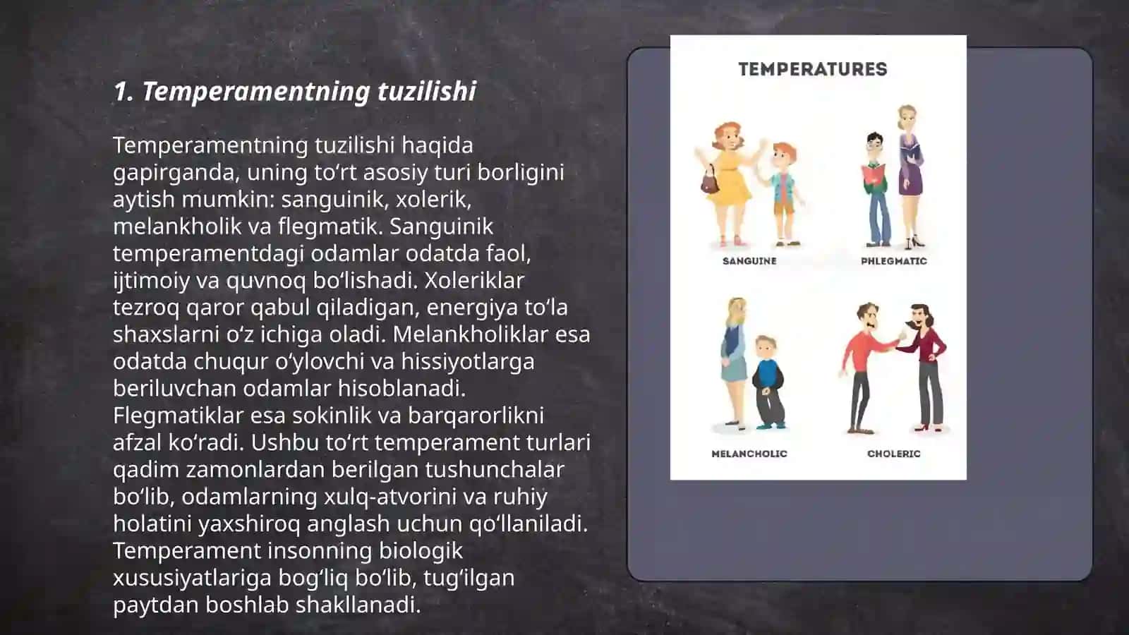 Temperament irsiy xarakteristikasini baholash uchun V.M.Rusalovning temperament tuzilishi so'rovnomasi 3