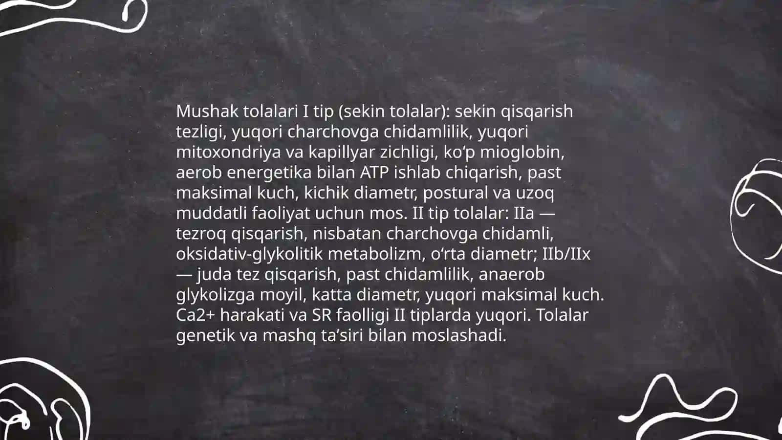 Mushaklar biodinamikasi mushak toqimasining xususiyatlari 3