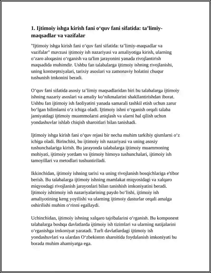 Ijtimoiy ishga kirish fani o'quv fani sifatida: ta'limiy-maqsadlar va vazifalar 3