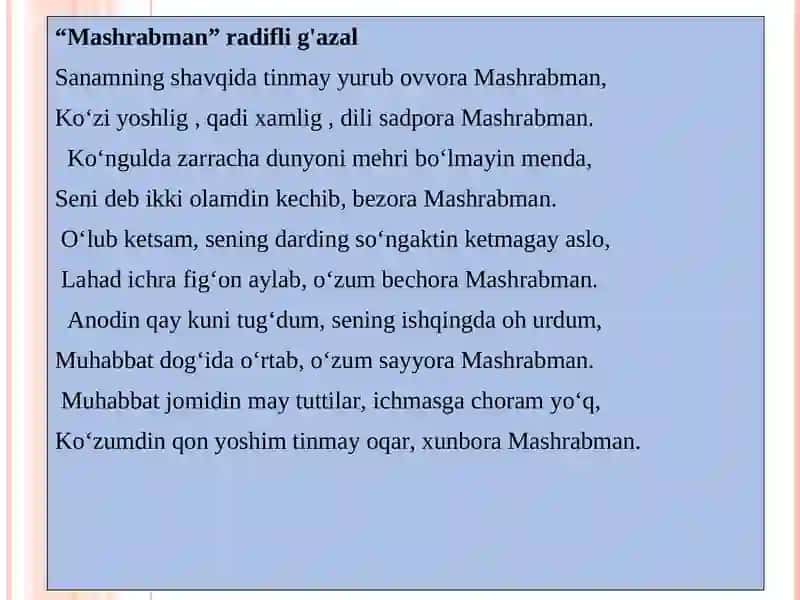 Mashrab hayoti va ijodi 3