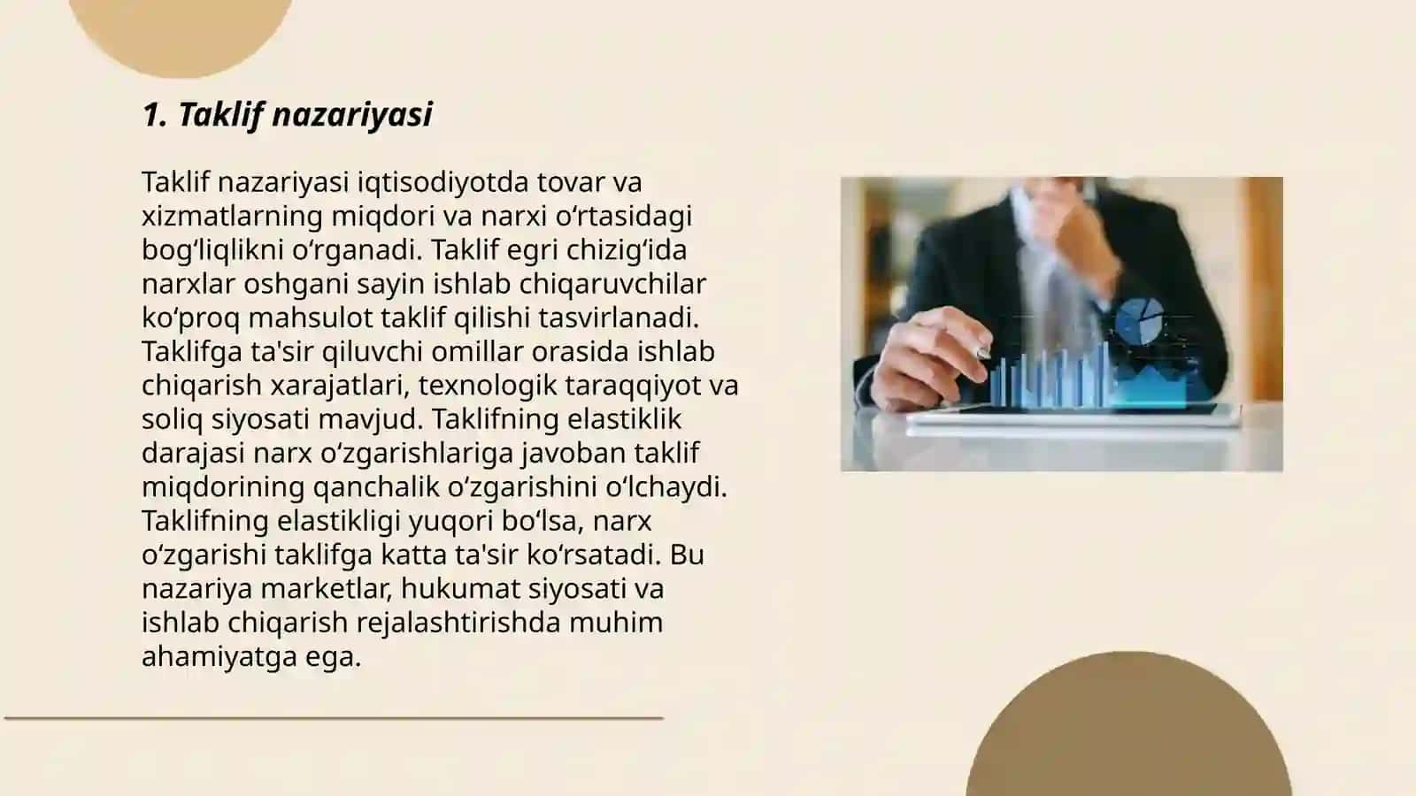 Talab va taklif nazariyasi. Bozor muvozanati 3