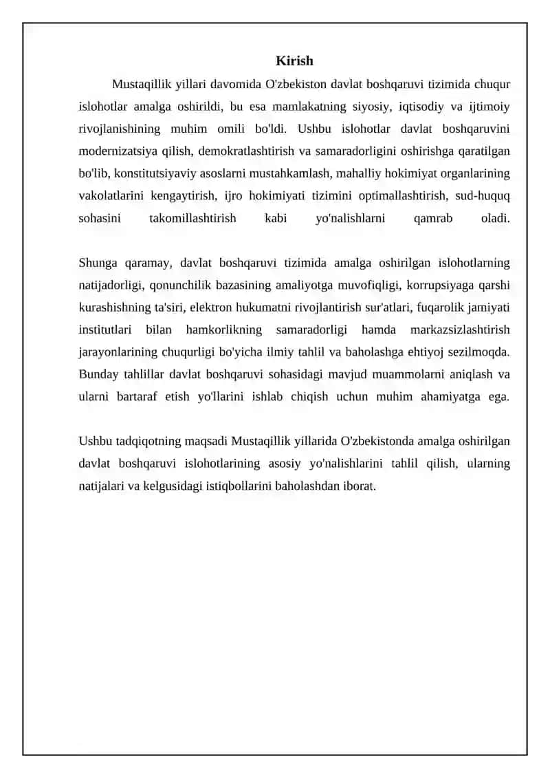 Mustaqillik Yillarida Davlat Boshqaruvi Islohotlarining Asosiy Yo'nalishlari 3