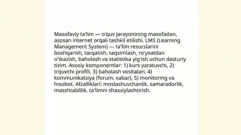 Masofaviy ta'lim LMS, AICC, SCORM va TinCan tushunchalari haqida 3