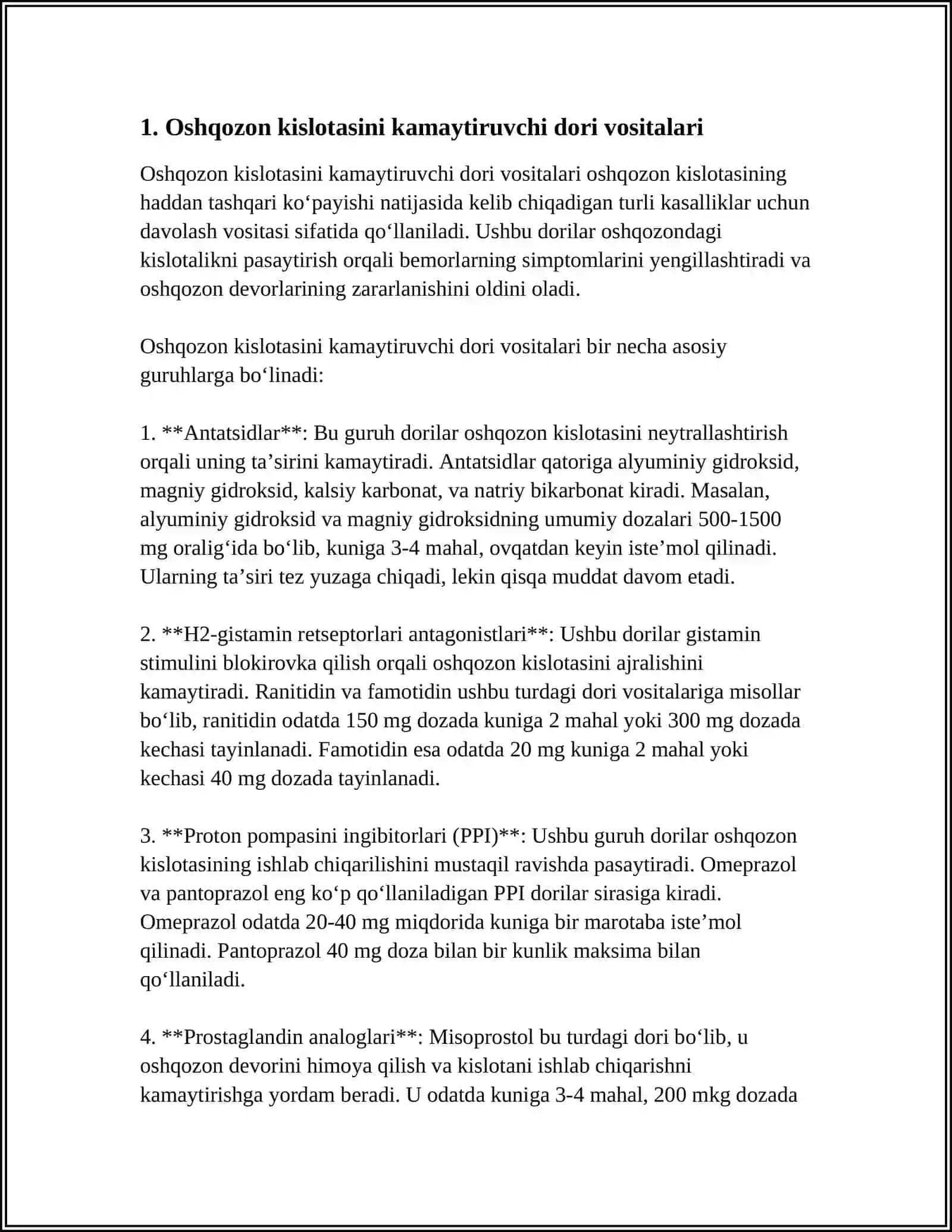 OSHQOZON ICHAK TIZIMIGA TASIR QILUVCHI DORI VOSITALARI 3