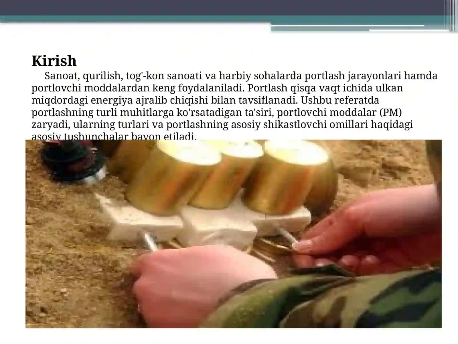 Portlashning muhitdagi ta`siri va PM zaryadi tug`risida asosiy tushunchalar 3