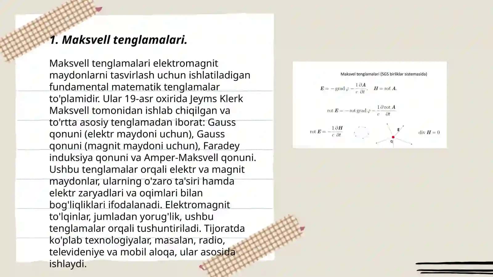 Maksvell-Lorens tenglamalari. Elektrodinamikada sababiyat printsipi 3