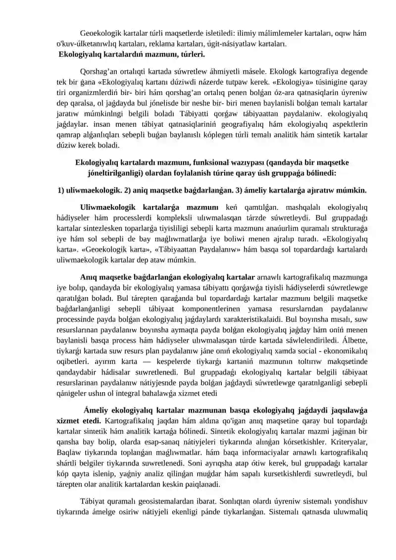 6-lekciya. Ekologiyalıq kartalardı joybarlaw hám dúziwdiń teoriyalıq tiykarları 3