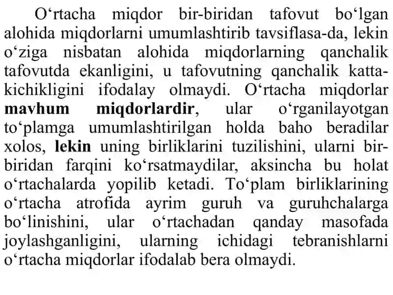 Oʻrtacha miqdorlar 3