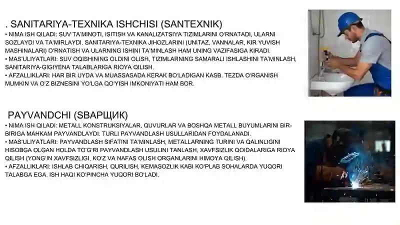 Ishchi kasblar sohasiga oid kasblar 3