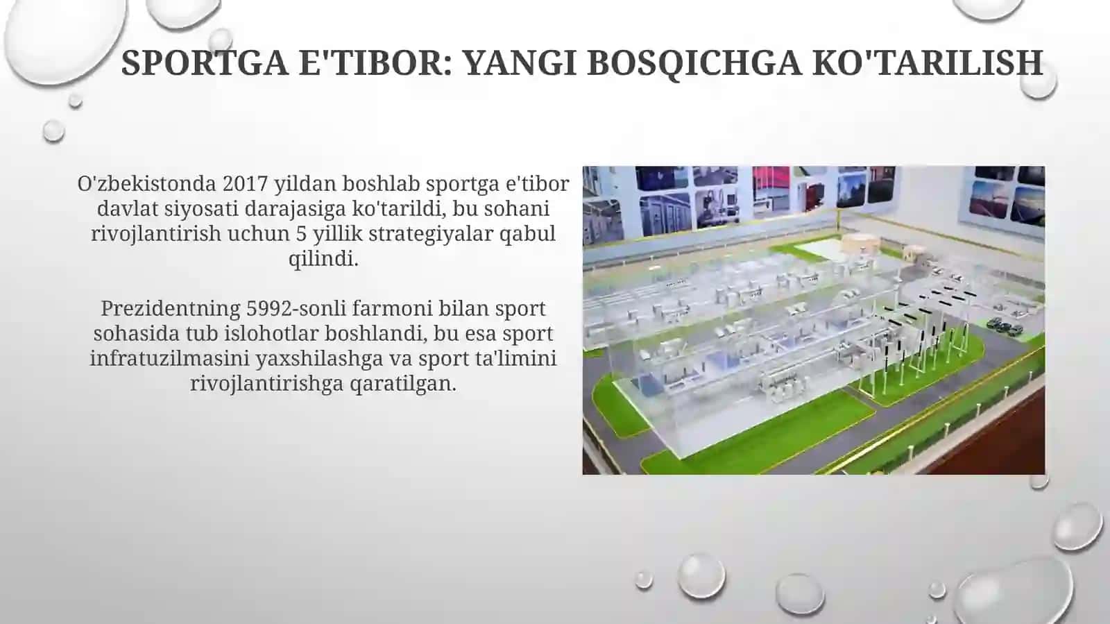 O‘zbekistonda sportga e’tibor va uning yangi bosqichga ko‘tarilishi 3