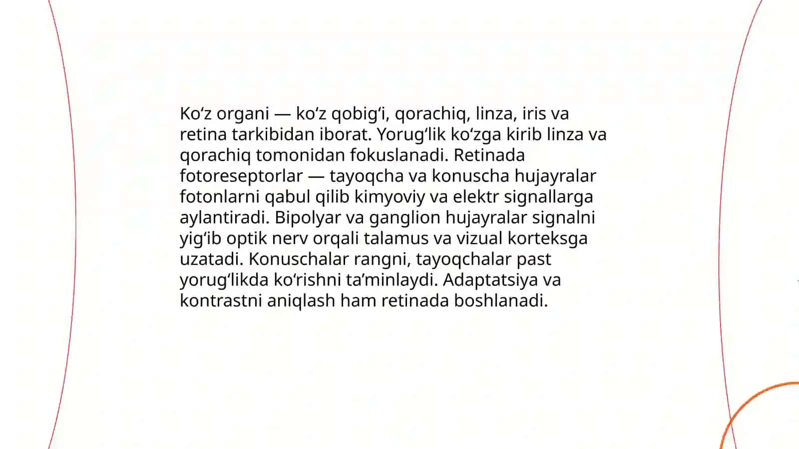 Tashqi signalni idrok etish organlarini qabul qilish 3
