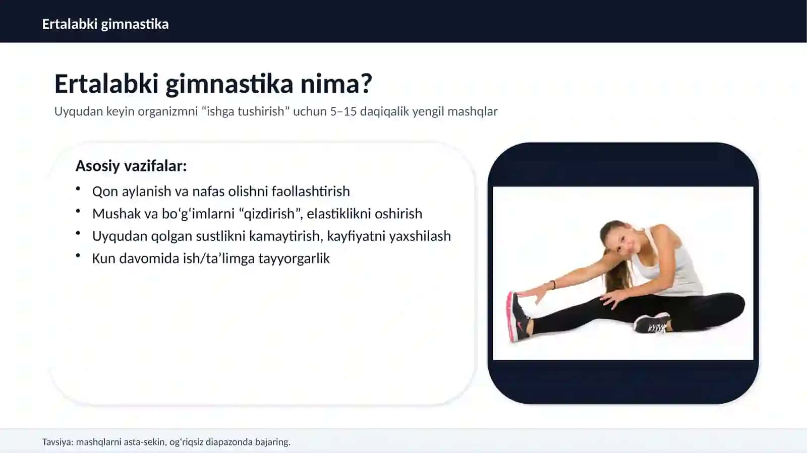 Ertalabki gimnastika va ishlab chiqarish gimnastikasining fiziologik asoslari 3