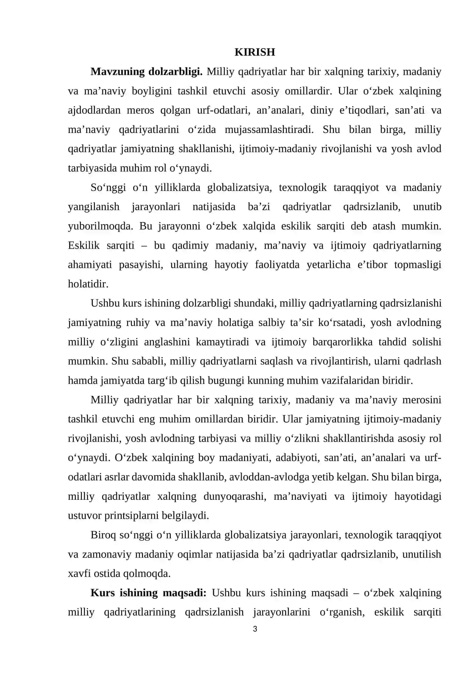 ESKILIK SARQITI-O'ZBEK XALQINING MILLIY QADRIYATLARINING QADRSIZLANTIRILISHI. 3