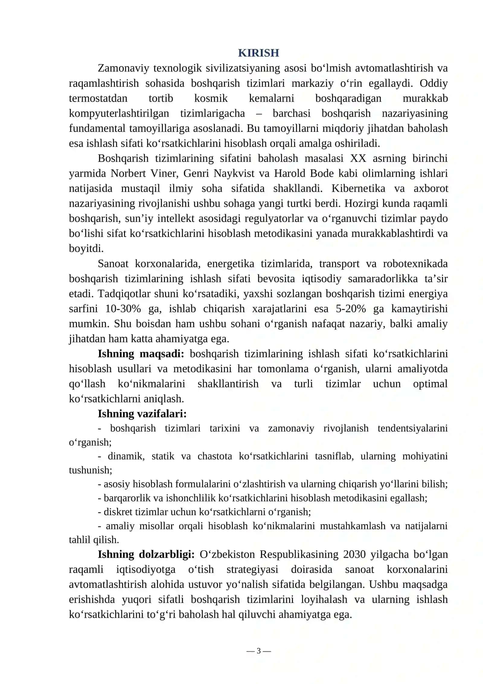 BOSHQARISH TIZIMLARINING ISHLASH SIFATI KO‘RSATKICHLARINI HISOBLASH 3