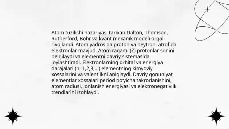 Atom tuzilishi nazariyasi va davriy qonuniyat 3