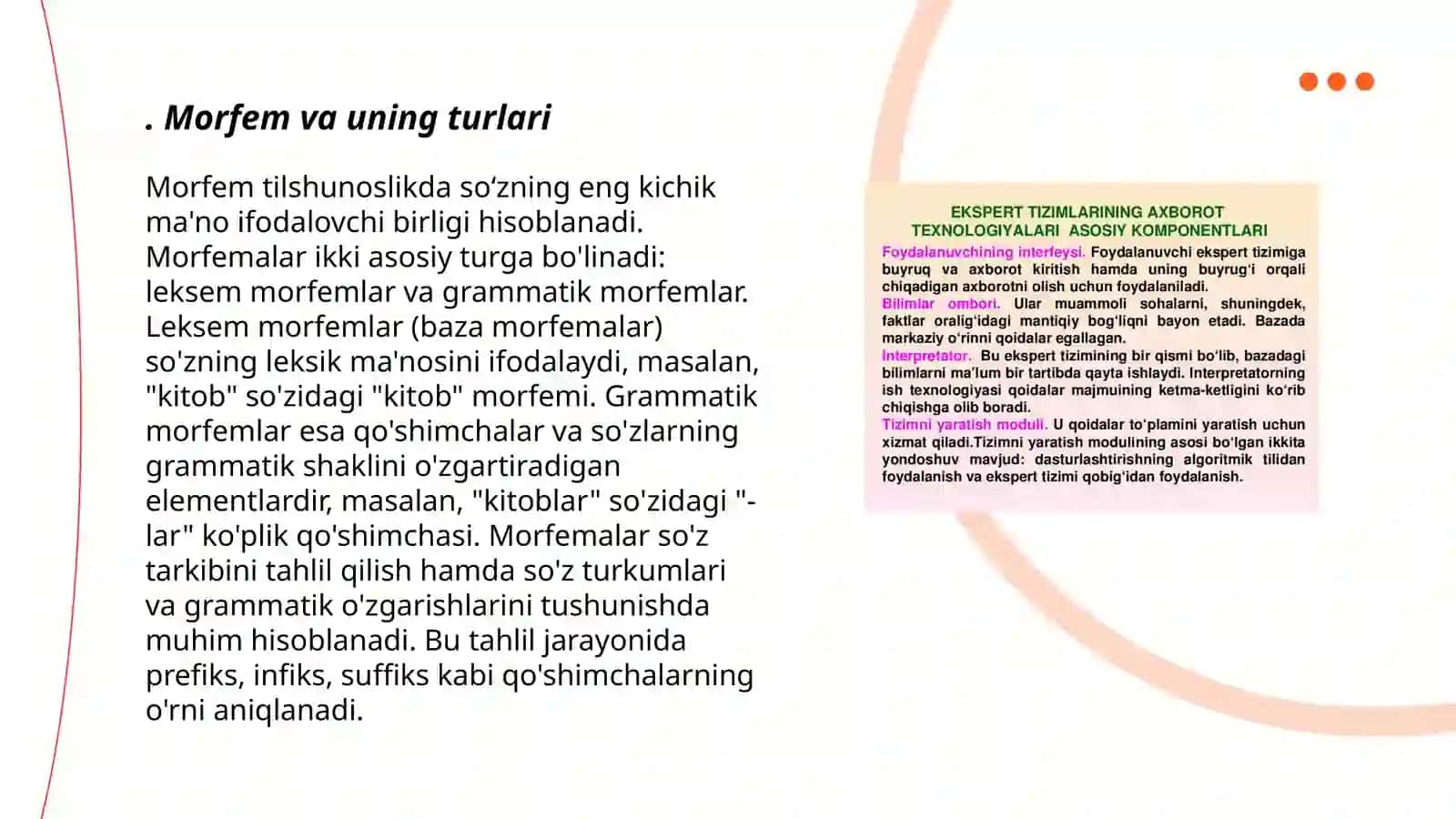 Soʼzning morfemik tarkibi boʻlimidagi mavzularni oʻrganish yuzasidan metodik tavsiya ishlab chiqish 3