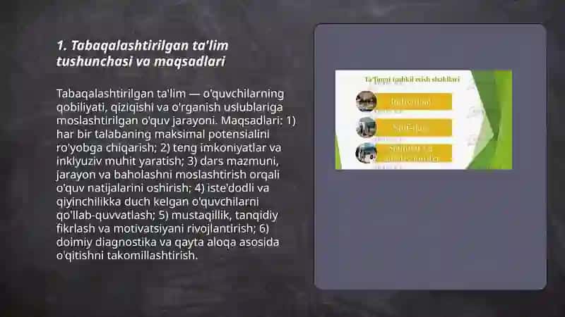 Tabaqalashtirilgan talimni tashkil etish 3