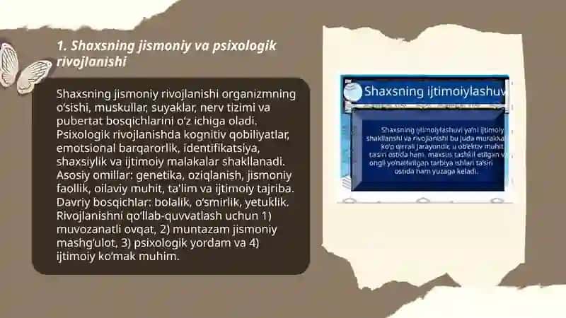Shaxsning rivojlanishi, ijtimoiylashuvi va tarbiyasi 3