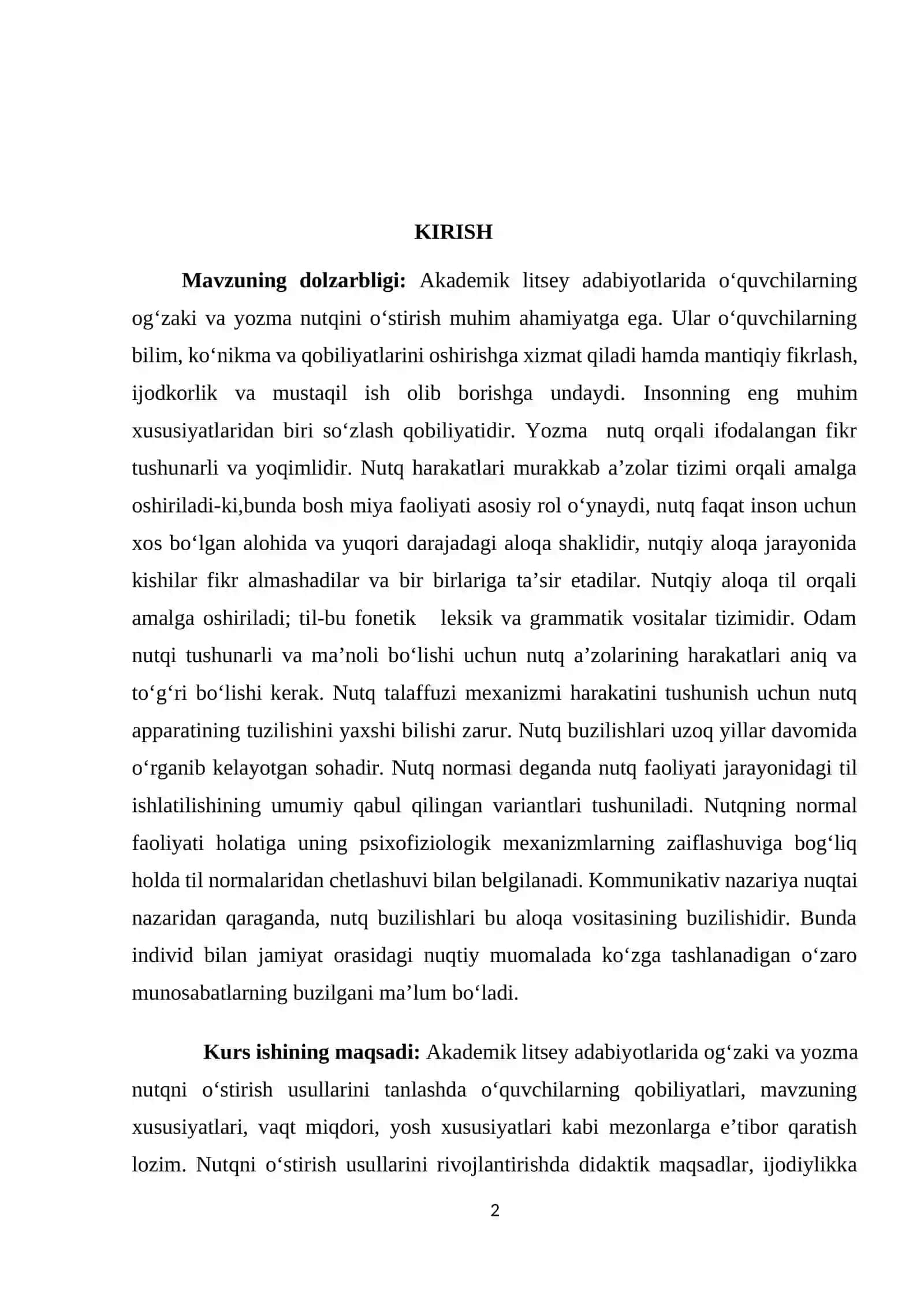 "ONA TILI O‘QITISH METODIKASI" FANIDAN KURS ISHI 3