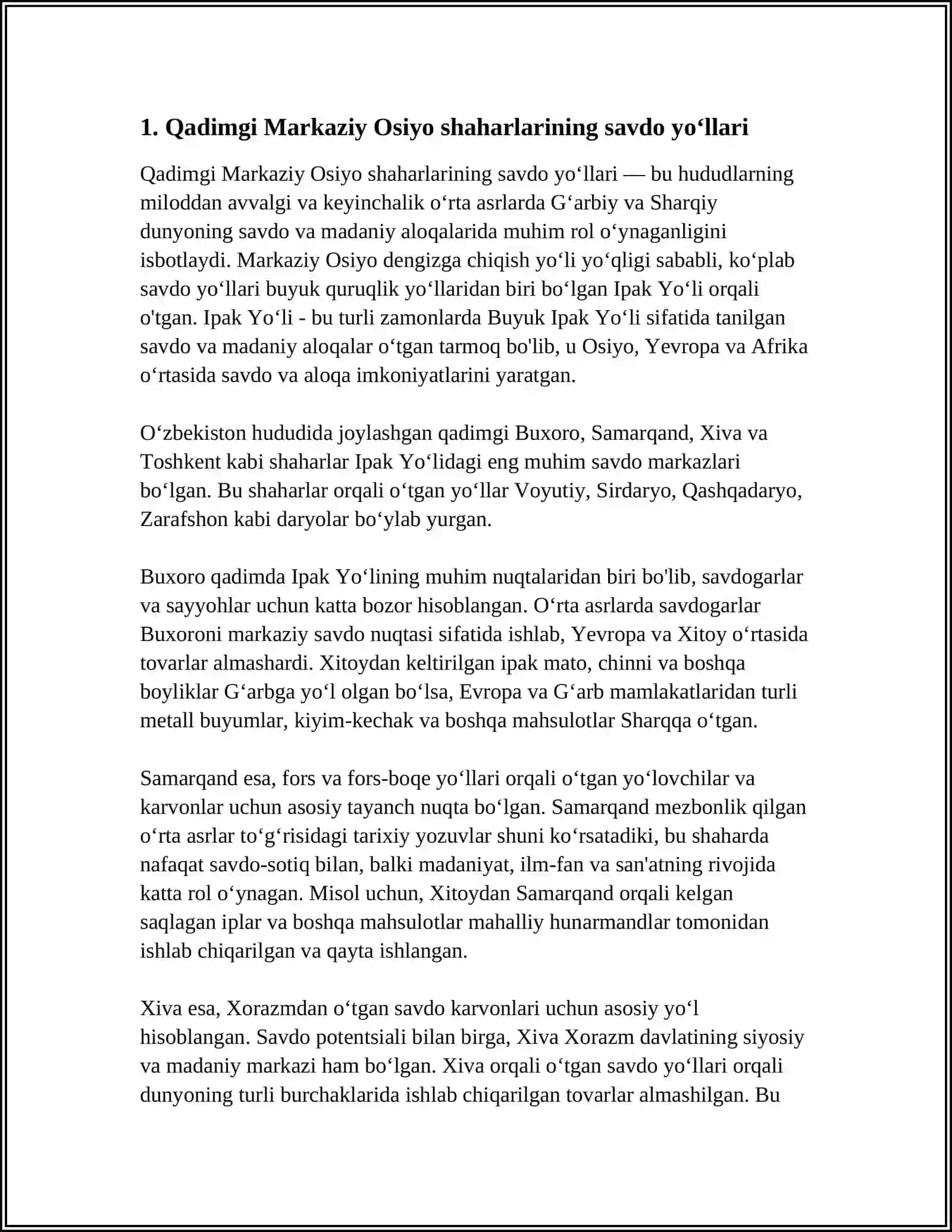 MARKAZIY OSIYONING QADIMIY SHAHARLARINING IQTISODIY ALOQSLARI 3
