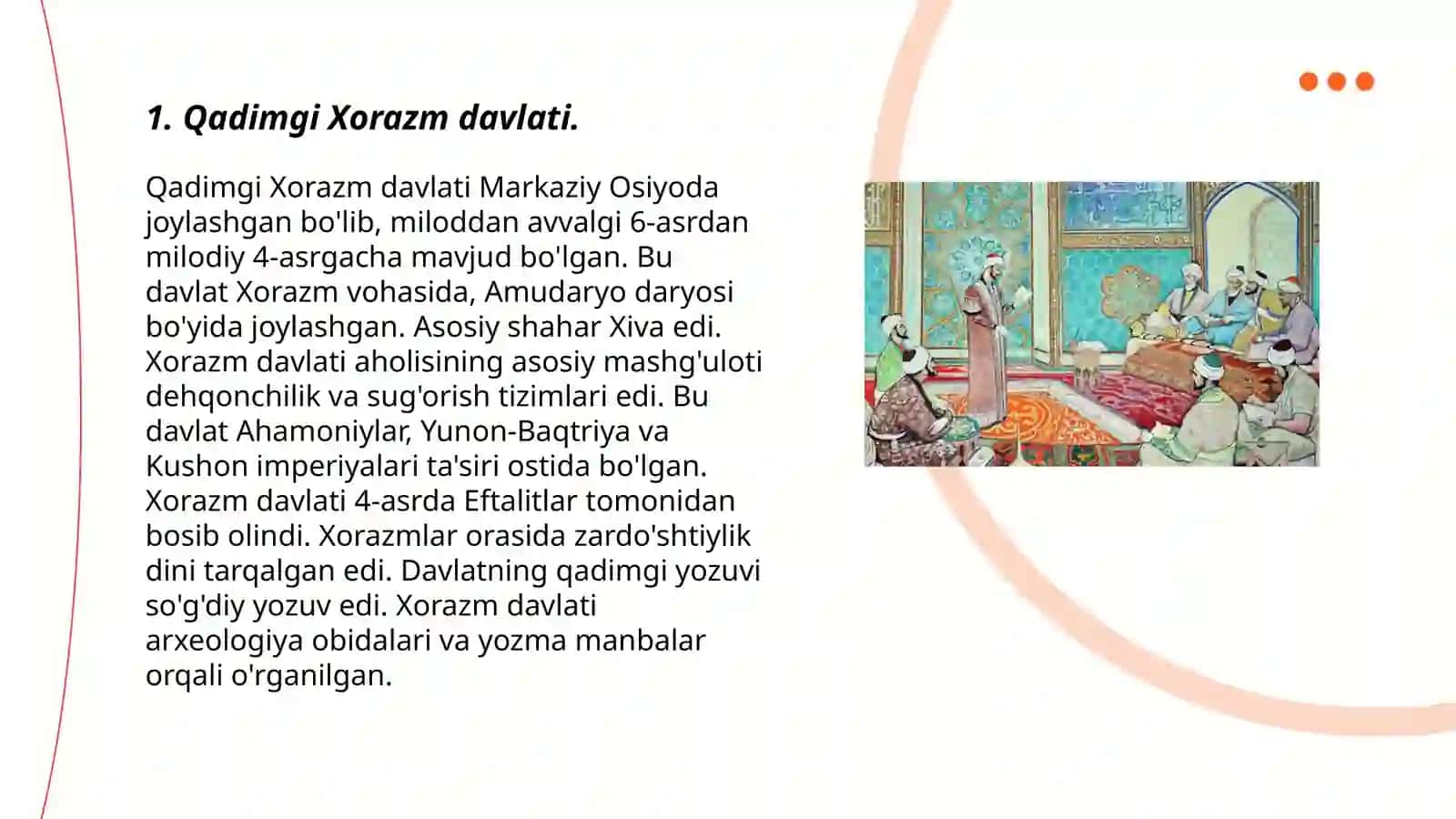 Oʻzbekiston davlatchiligining va taraqqiyoti bosqichlari Markaziy Osiyo hududidagi davlatchilik uyishmalari 3