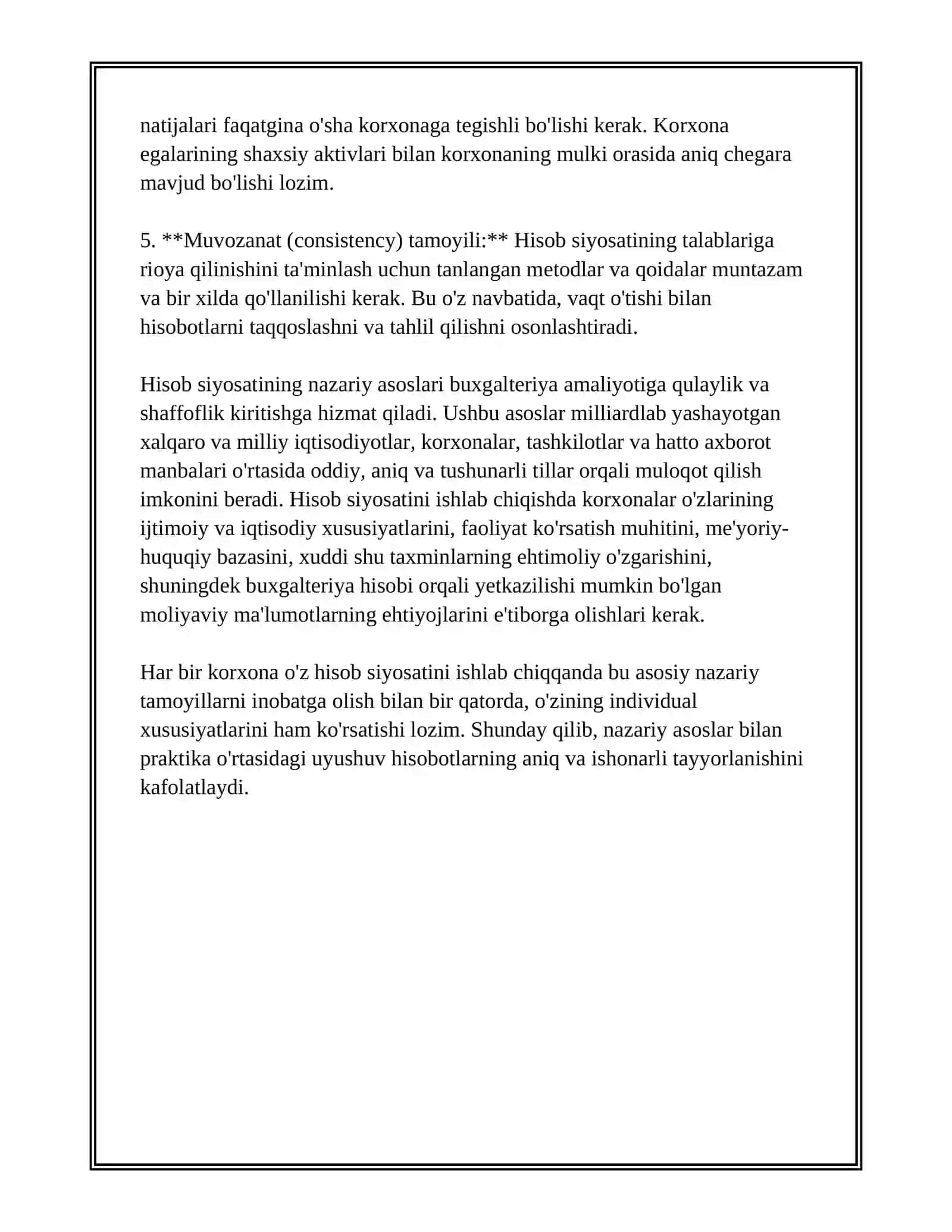 HISOB SIYOSATINING USLUBIY ASOSLARI VA UNI QO'LLASH TARTIBI 3