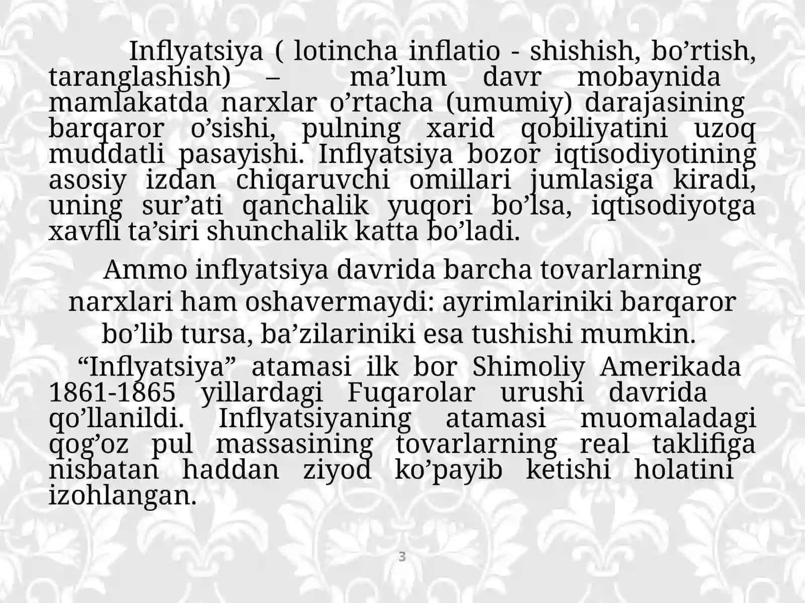 INFLYATSIYA VAANTIINFLATSION SIYOSAT 3