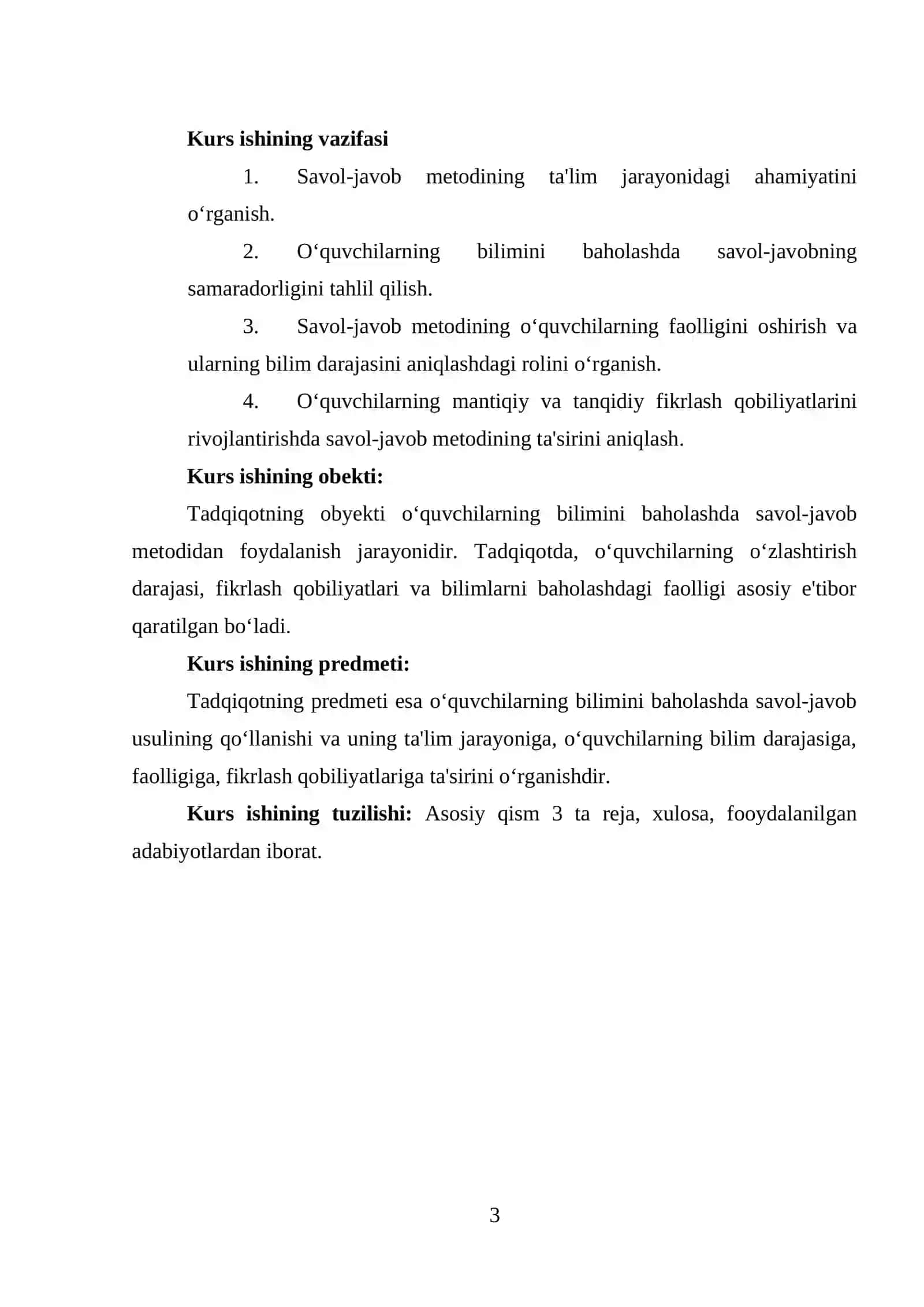 OʻQUVCHILAR BILIMINI BAHOLASHDA SAVOL VA TOPSHIRIQLARNING OʻRNI 3