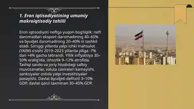 Eron iqtisodiyoti tarmoq va hodisalarini iqtisodiy tahlil qilish 3