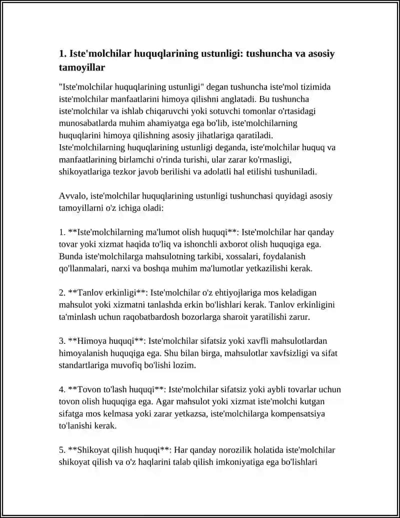 Iste'molchilar huquqlarining ustunligi 3