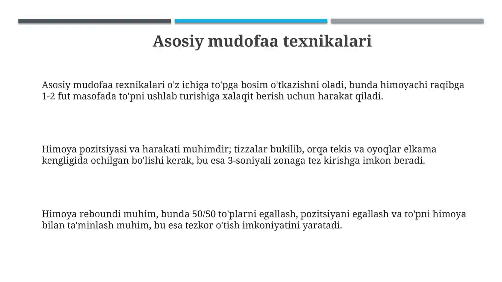 Basketbol himoya qilish texnikalarining tasnifi 3