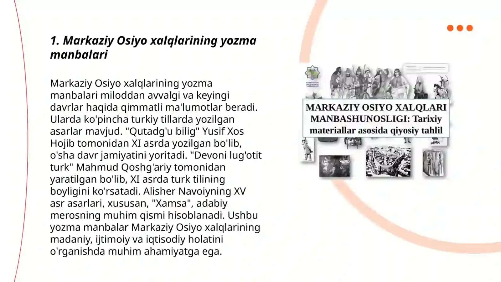 Markaziy Osiyo xalqlari manbashunosligini tarixiy materiallar asosida qiyosiy tahlil qilish 3