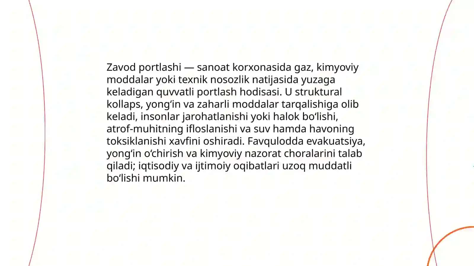 Texnogen,ekologik va ijtimoiy tusdagi favqulodda vaziyatlar va ularning qisqacha tavsifi 3