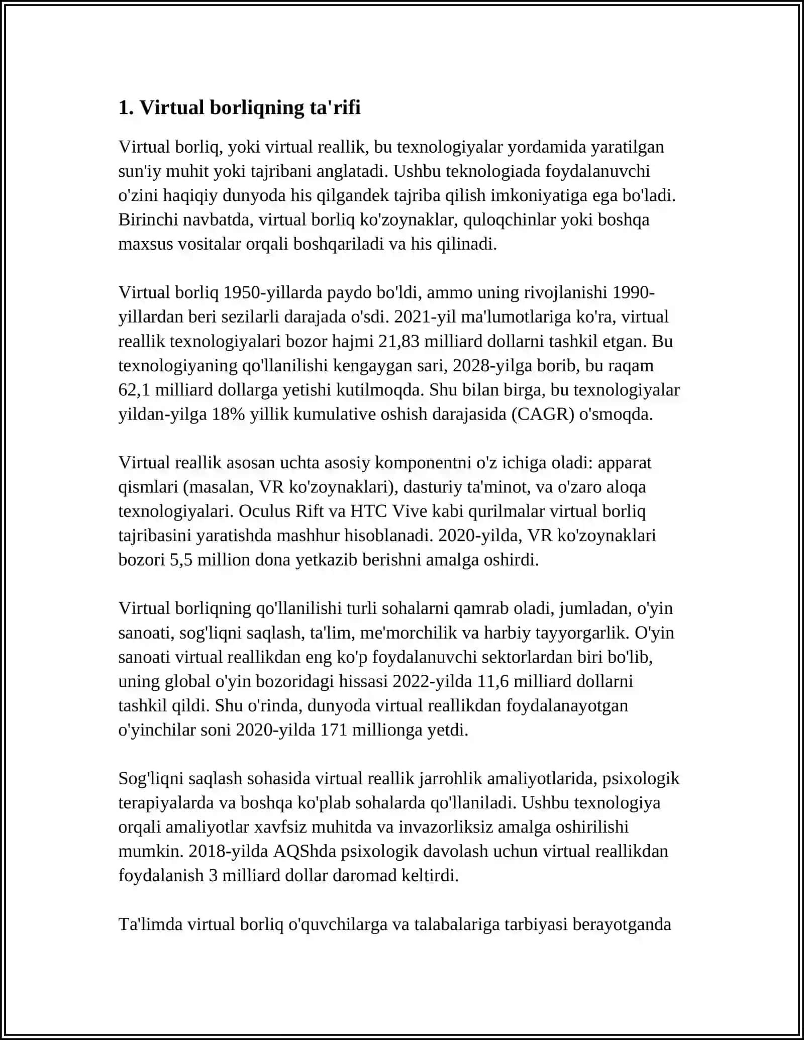 VIRTUAL BORLIQ VA UNING XUSUSIYATLARI 3