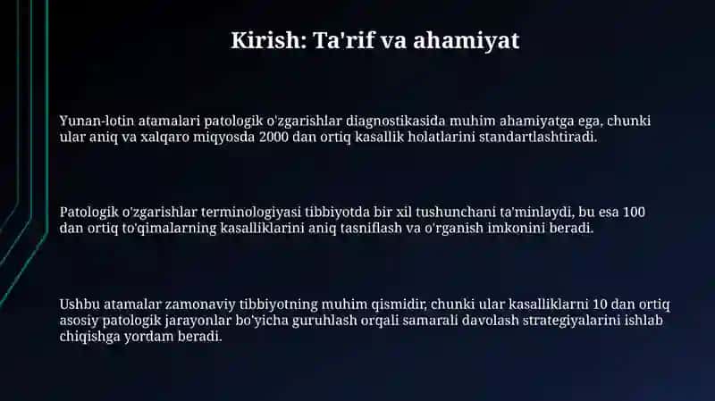 Yunon - lotin dilerlari Organlardagi va tôqimalardagi patologik oʻzgarishlar 3