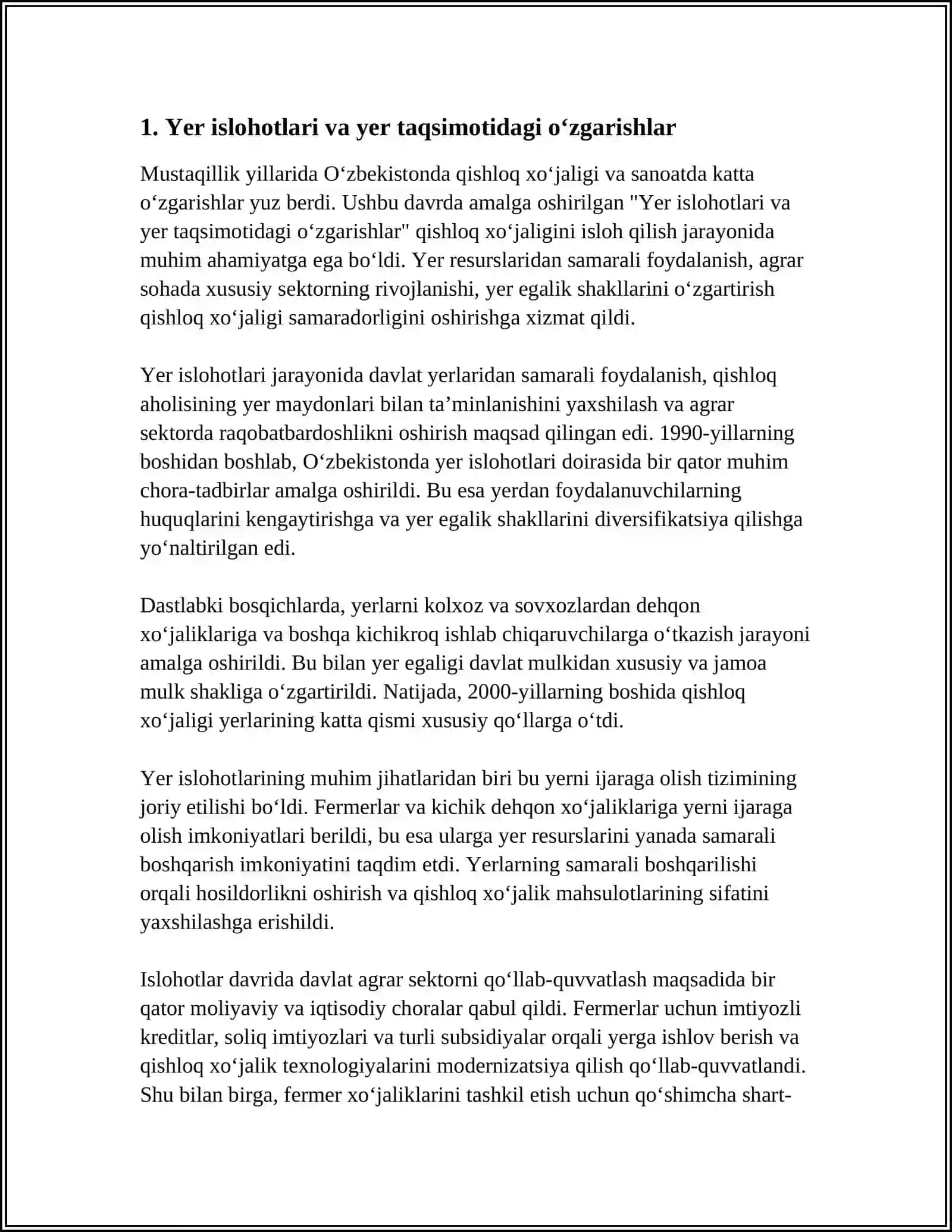 MUSTAQILLIK YILLARIDA QISHLOQ XOʻJALIGI VA SANOAT SOHASIDAGI UZGARISHLAR 3
