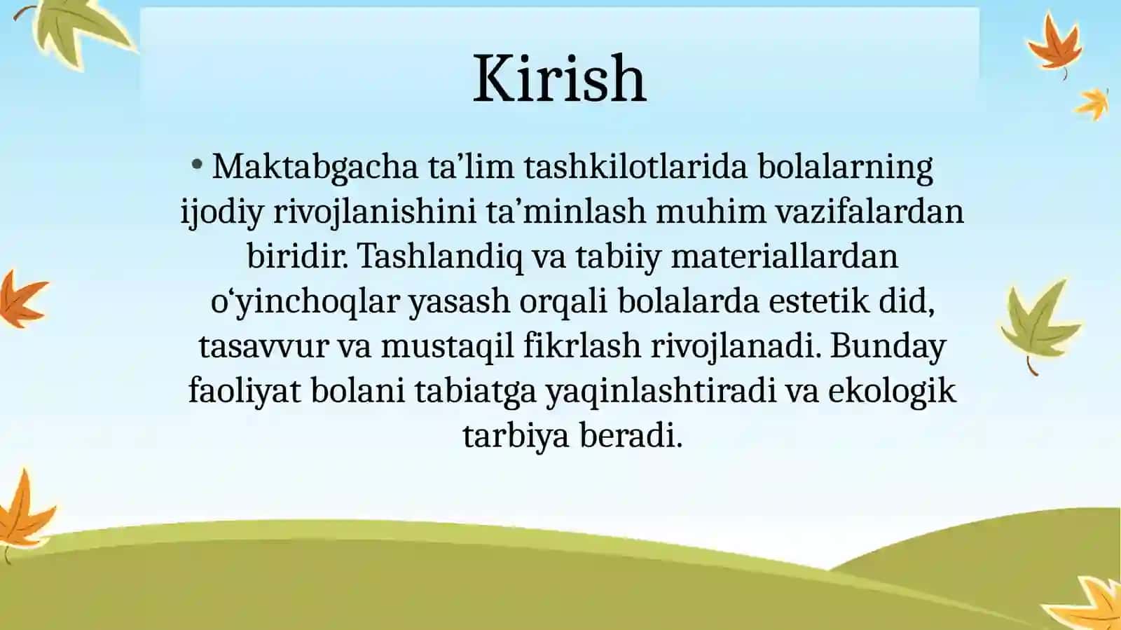 Tashlandiq va tabiiy materiallardan turli o‘yinchoqlar yasash 3