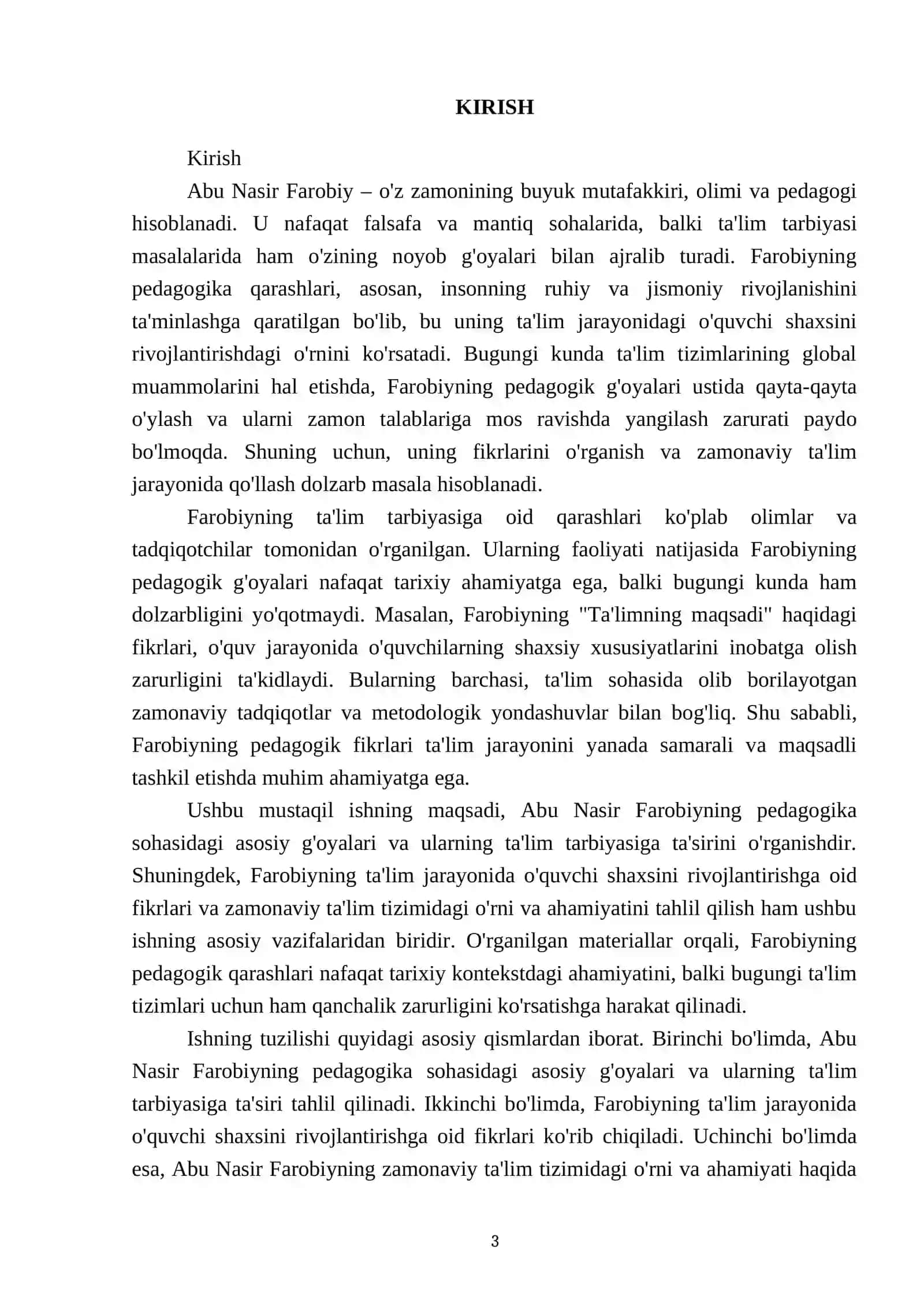 Talabarga ikkinchi topshiriq yuzasidan Abu Nasir Farobiyning pedagogika qarashlar mavzusida taqdimot tayorlab yuksalish vazifasi 3