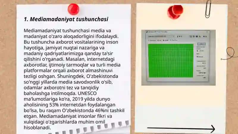 "Fikrga qarshi-fikr,gʻoyaga qarshi-gʻoya, jaholatga qarshi-ma'rifat"degan tamoyilning mediamadaniyatning asosiy gʻoyasi sifatida 3